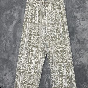 Mlle Gabrielle Olive Green and White Wide Leg Palazzo Pants sz XL